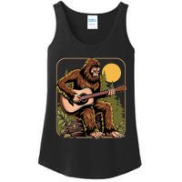 Bigfoot Sasquatch Playing Acoustic Guitar Guitarist Ladies Essential Tank