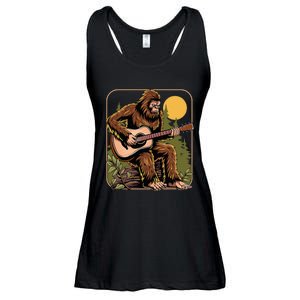 Bigfoot Sasquatch Playing Acoustic Guitar Guitarist Ladies Essential Flowy Tank