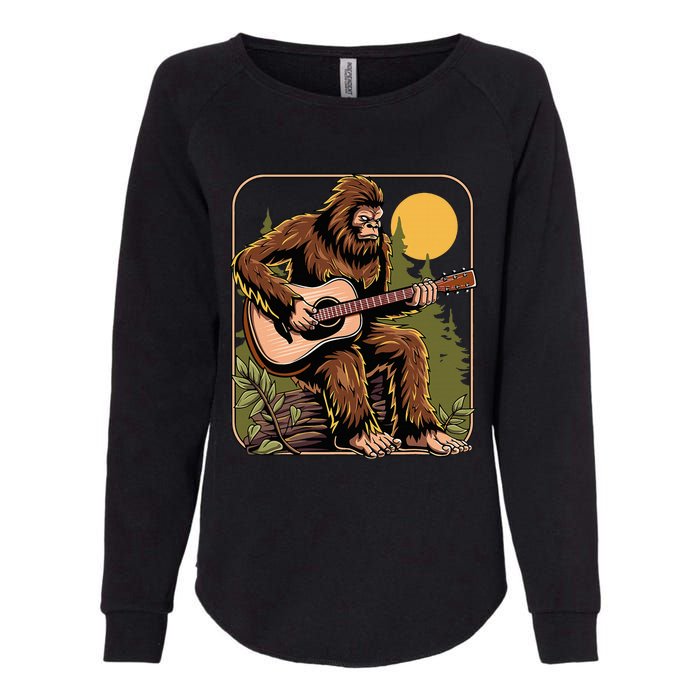 Bigfoot Sasquatch Playing Acoustic Guitar Guitarist Womens California Wash Sweatshirt