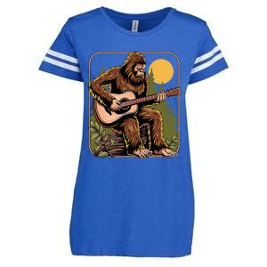 Bigfoot Sasquatch Playing Acoustic Guitar Guitarist Enza Ladies Jersey Football T-Shirt