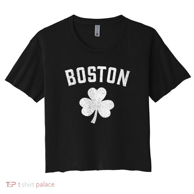 Boston St. Patricks Day Irish Shamrock Women's Crop Top Tee