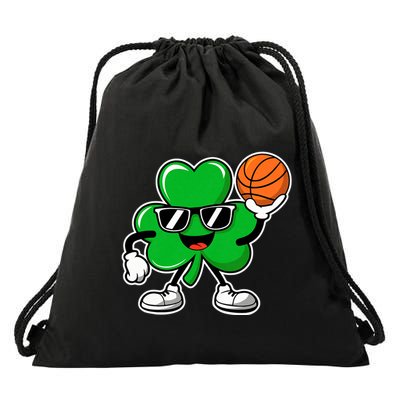 Basketball St Patricks Day Boy Shamrock Drawstring Bag