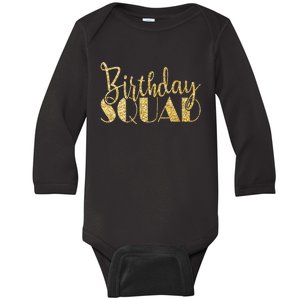 Birthday Squad Party Birthday Bday Gold Gift Baby Long Sleeve Bodysuit