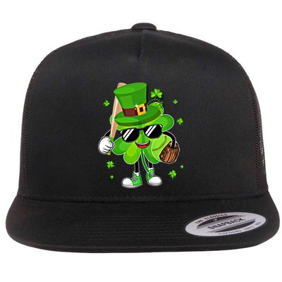 Baseball St PatrickS Day 2024 Clover With Baseball Love Cute Gift Flatbill Hat