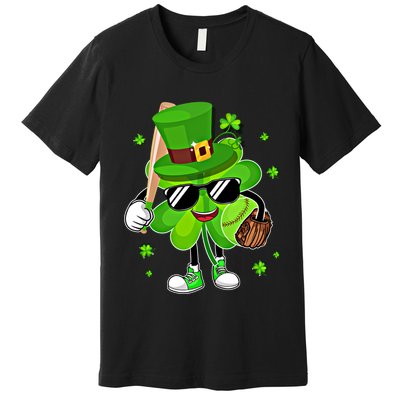 Baseball St PatrickS Day 2024 Clover With Baseball Love Cute Gift Premium T-Shirt