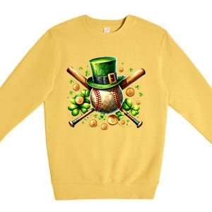 Baseball St PatrickS Day Lucky Irish Sport Clover Shamrock Gift Premium Crewneck Sweatshirt