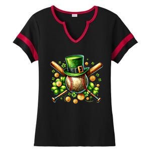 Baseball St PatrickS Day Lucky Irish Sport Clover Shamrock Gift Ladies Halftime Notch Neck Tee