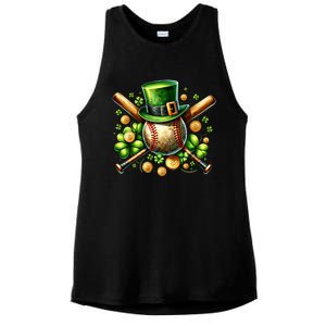 Baseball St PatrickS Day Lucky Irish Sport Clover Shamrock Gift Ladies PosiCharge Tri-Blend Wicking Tank