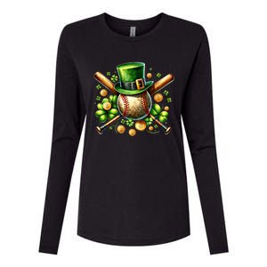 Baseball St PatrickS Day Lucky Irish Sport Clover Shamrock Gift Womens Cotton Relaxed Long Sleeve T-Shirt