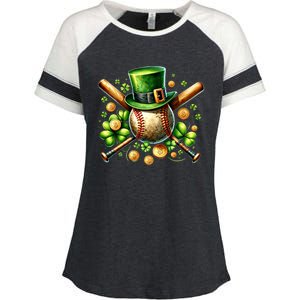 Baseball St PatrickS Day Lucky Irish Sport Clover Shamrock Gift Enza Ladies Jersey Colorblock Tee