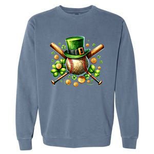 Baseball St PatrickS Day Lucky Irish Sport Clover Shamrock Gift Garment-Dyed Sweatshirt