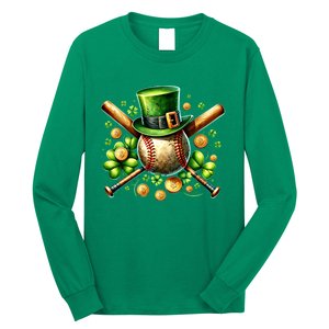 Baseball St PatrickS Day Lucky Irish Sport Clover Shamrock Gift Long Sleeve Shirt