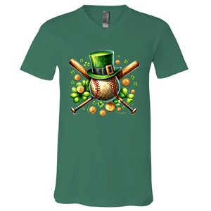 Baseball St PatrickS Day Lucky Irish Sport Clover Shamrock Gift V-Neck T-Shirt