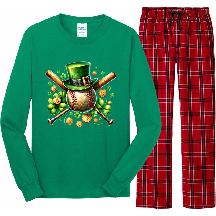 Baseball St PatrickS Day Lucky Irish Sport Clover Shamrock Gift Long Sleeve Pajama Set