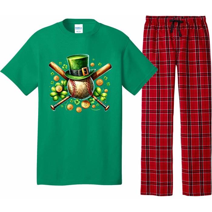 Baseball St PatrickS Day Lucky Irish Sport Clover Shamrock Gift Pajama Set