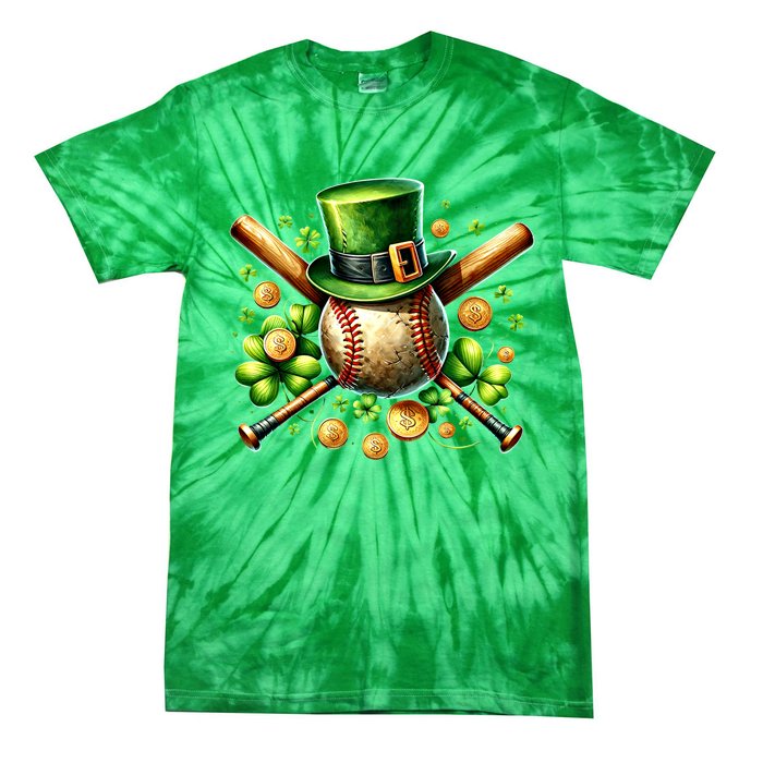 Baseball St PatrickS Day Lucky Irish Sport Clover Shamrock Gift Tie-Dye T-Shirt