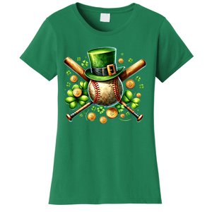 Baseball St PatrickS Day Lucky Irish Sport Clover Shamrock Gift Women's T-Shirt