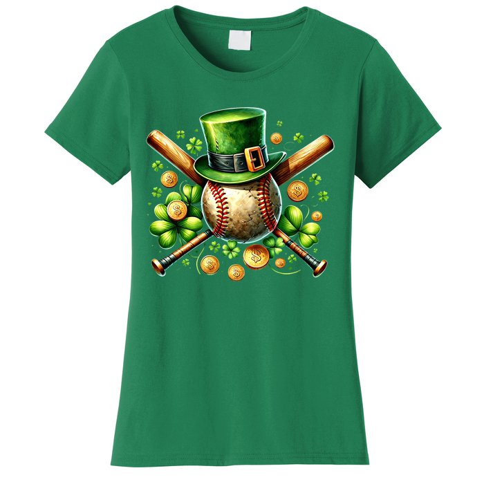 Baseball St PatrickS Day Lucky Irish Sport Clover Shamrock Gift Women's T-Shirt