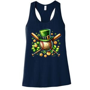 Baseball St PatrickS Day Lucky Irish Sport Clover Shamrock Gift Women's Racerback Tank