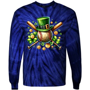 Baseball St PatrickS Day Lucky Irish Sport Clover Shamrock Gift Tie-Dye Long Sleeve Shirt