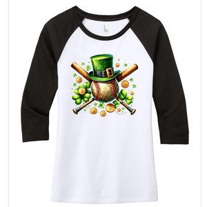 Baseball St PatrickS Day Lucky Irish Sport Clover Shamrock Gift Women's Tri-Blend 3/4-Sleeve Raglan Shirt