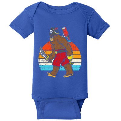 Bigfoot Sasquatch Pirate Parrot Retro Halloween Baby Bodysuit