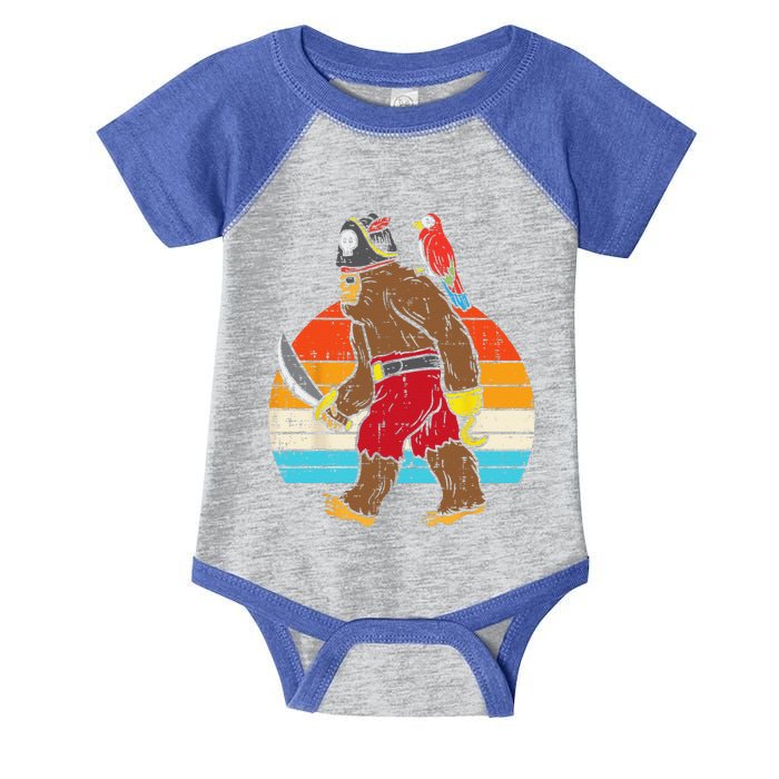 Bigfoot Sasquatch Pirate Parrot Retro Halloween Infant Baby Jersey Bodysuit