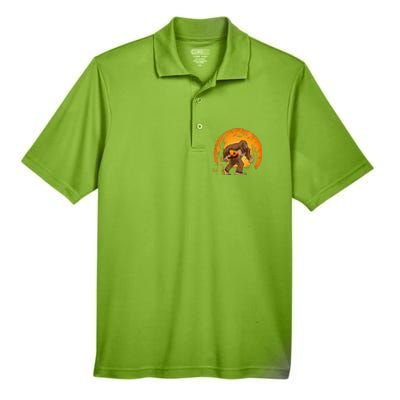 Bigfoot Sasquatch Pumpkin Funny Halloween Costume Outfit Men's Origin Performance Pique Polo