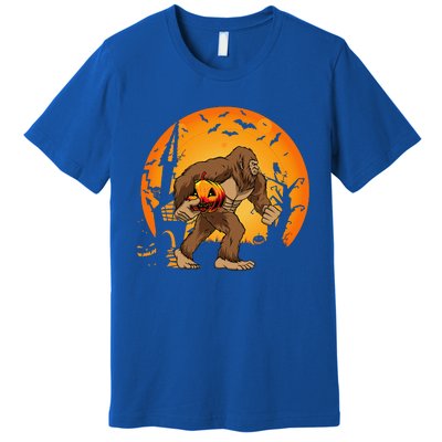 Bigfoot Sasquatch Pumpkin Funny Halloween Costume Outfit Premium T-Shirt