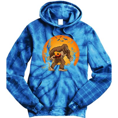 Bigfoot Sasquatch Pumpkin Funny Halloween Costume Outfit Tie Dye Hoodie