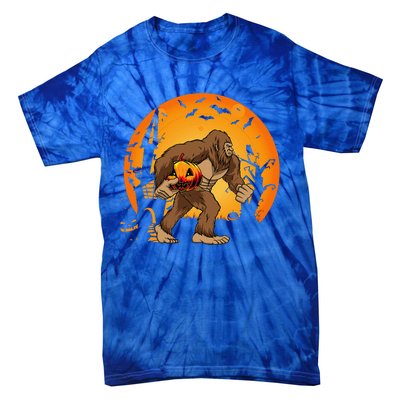 Bigfoot Sasquatch Pumpkin Funny Halloween Costume Outfit Tie-Dye T-Shirt