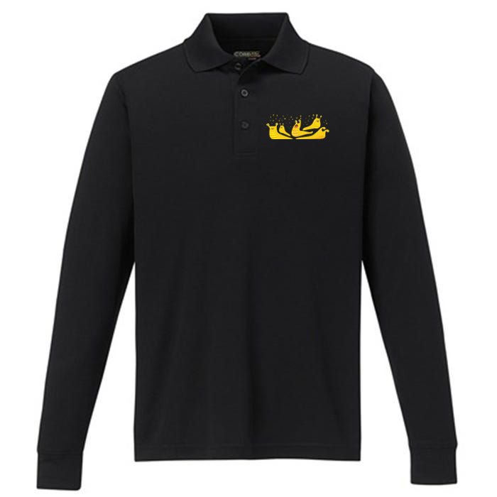 Banana Slug Party– Banana Slug Humor Banana Slug Squad Performance Long Sleeve Polo