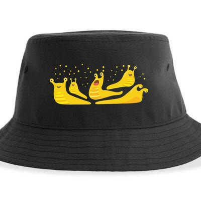 Banana Slug Party– Banana Slug Humor Banana Slug Squad Sustainable Bucket Hat