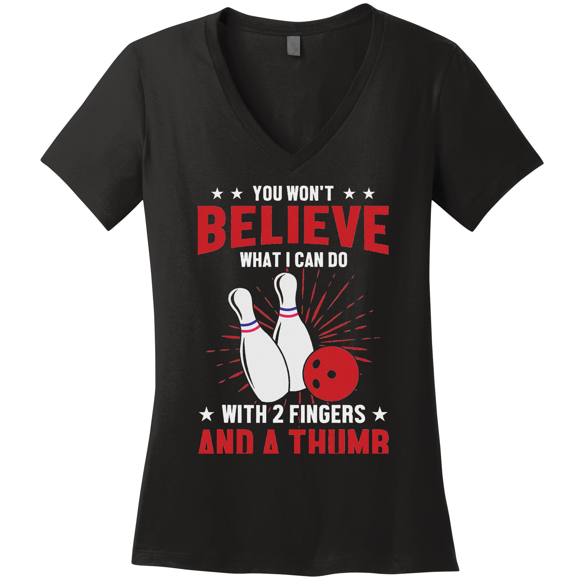 Bowler Sport Quotes Funny Bowling Lover Women's V-Neck T-Shirt