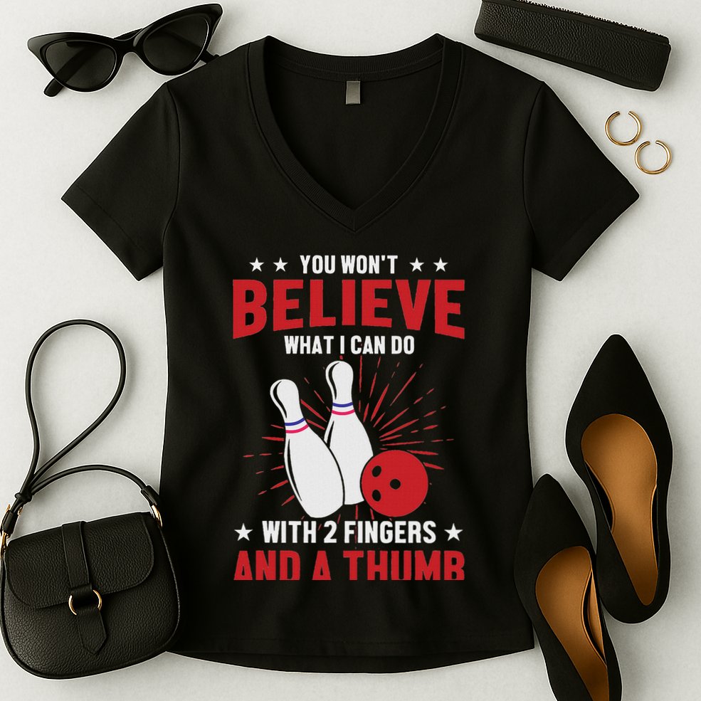 Bowler Sport Quotes Funny Bowling Lover Women's V-Neck T-Shirt