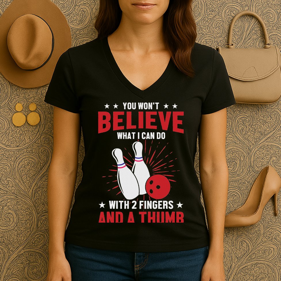 Bowler Sport Quotes Funny Bowling Lover Women's V-Neck T-Shirt
