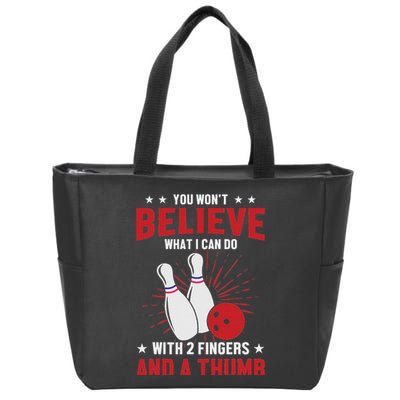 Bowler Sport Quotes Funny Bowling Lover Zip Tote Bag
