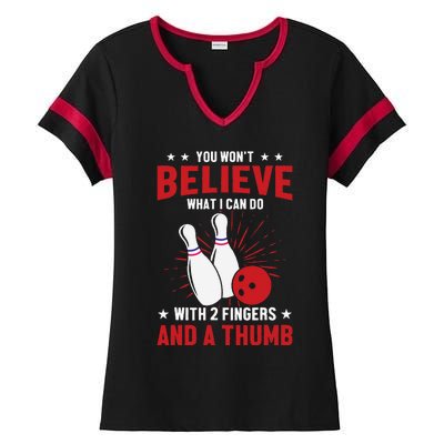 Bowler Sport Quotes Funny Bowling Lover Ladies Halftime Notch Neck Tee