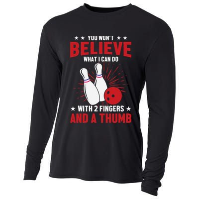 Bowler Sport Quotes Funny Bowling Lover Cooling Performance Long Sleeve Crew