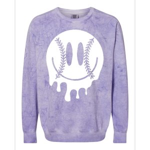 Baseball Smiley Retro Colorblast Crewneck Sweatshirt