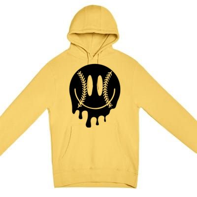 Baseball Smiley Retro Premium Pullover Hoodie