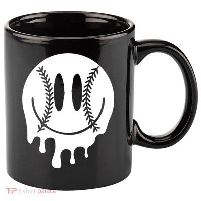 Baseball Smiley Retro 11oz C Handle Ceramic Mug