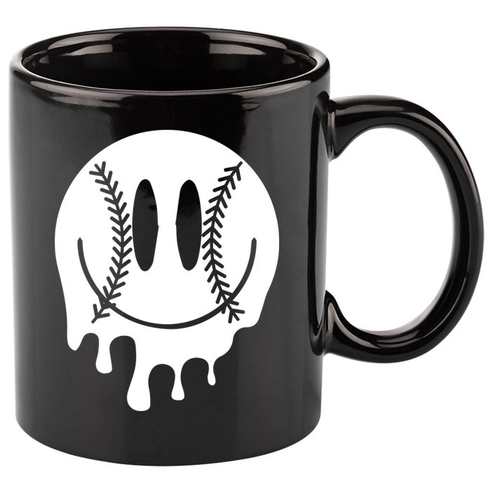 Baseball Smiley Retro 11oz C Handle Ceramic Mug
