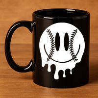 Baseball Smiley Retro 11oz C Handle Ceramic Mug