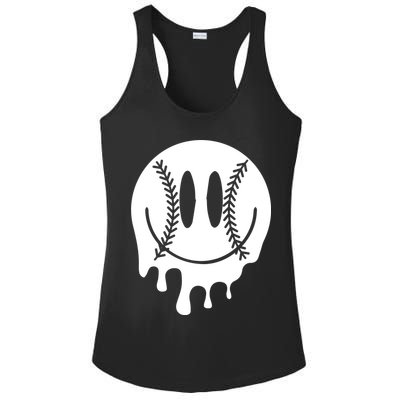 Baseball Smiley Retro Ladies PosiCharge Competitor Racerback Tank