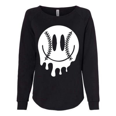 Baseball Smiley Retro Womens California Wash Sweatshirt