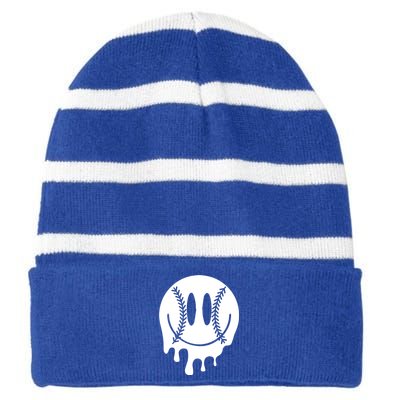 Baseball Smiley Retro Striped Beanie with Solid Band