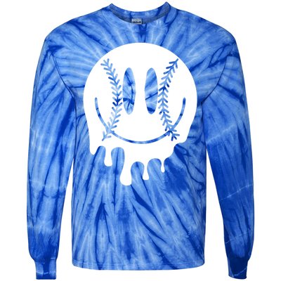 Baseball Smiley Retro Tie-Dye Long Sleeve Shirt