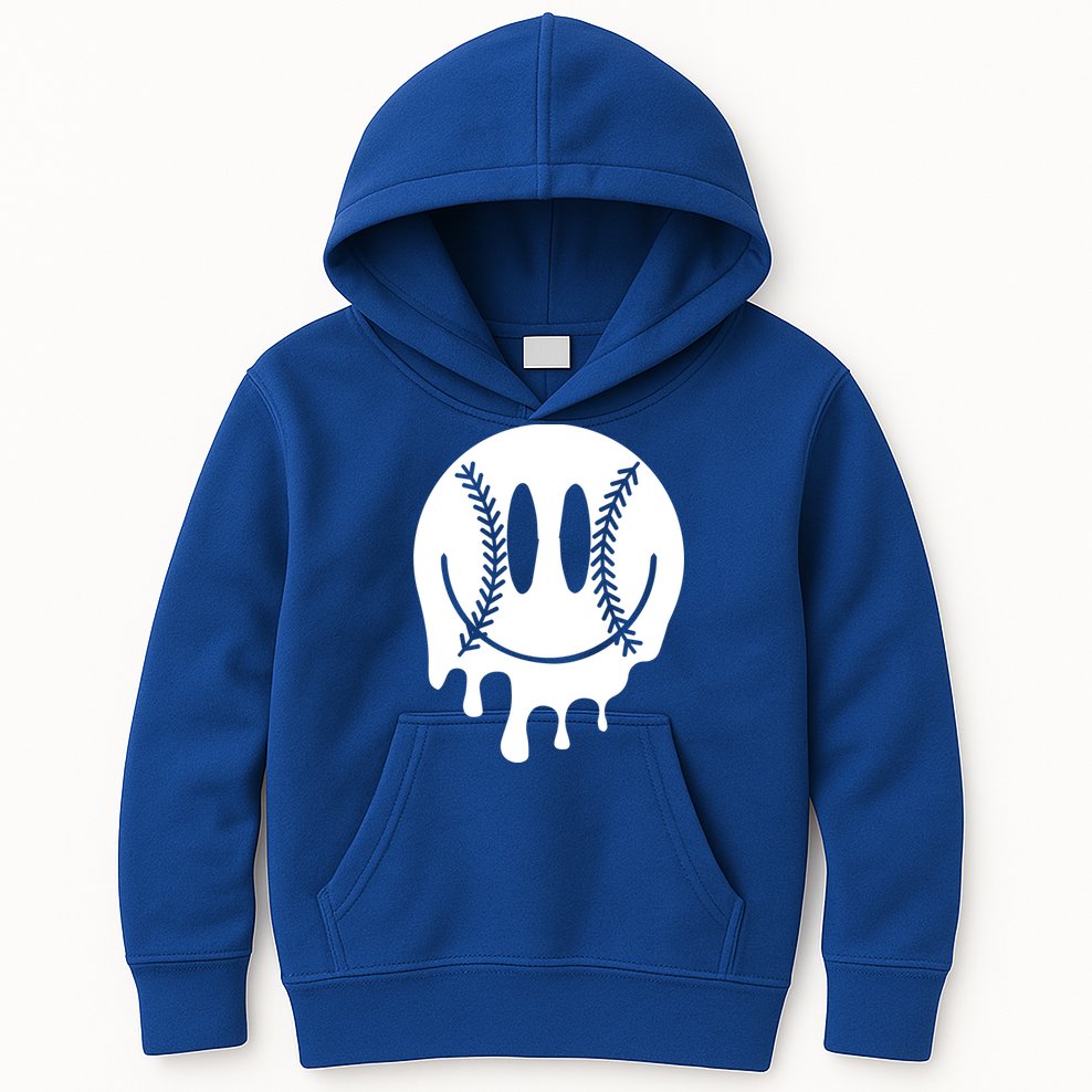 Baseball Smiley Retro Kids Hoodie
