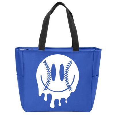Baseball Smiley Retro Zip Tote Bag